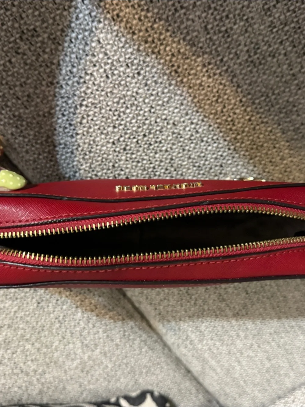 Michael Kors Red Leather Crossbody with Gold Hardware